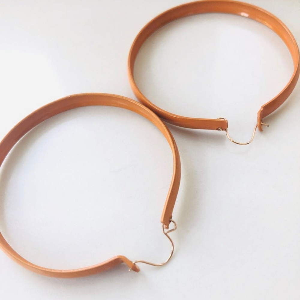 Vintage Pumpkin Orange Mod Enamel Hoops